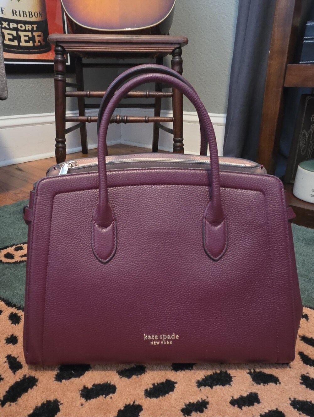Kate Spade NEW YORK plum pebbled leather satchel Top Handle